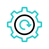 icono optimizacion icono en movimiento de un engranaje que simboliza optimización continua