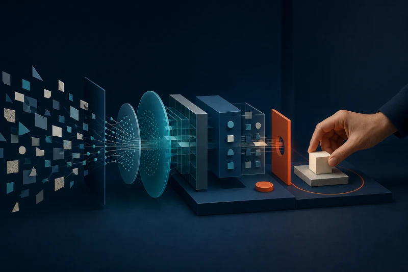 Proceso asistido por inteligencia artificial con validación y decisión humana.